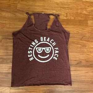 Resting beach face tank top